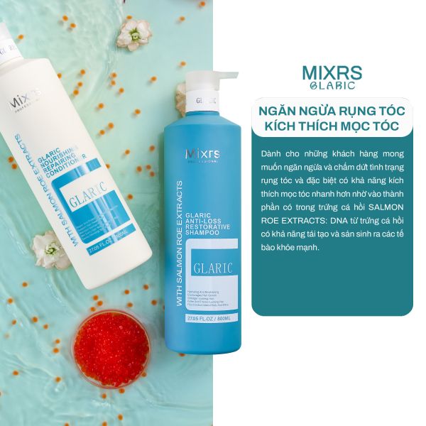 Dầu gội trứng cá hồi Mixrs Glaric - Giảm rụng, kích thích mọc tóc